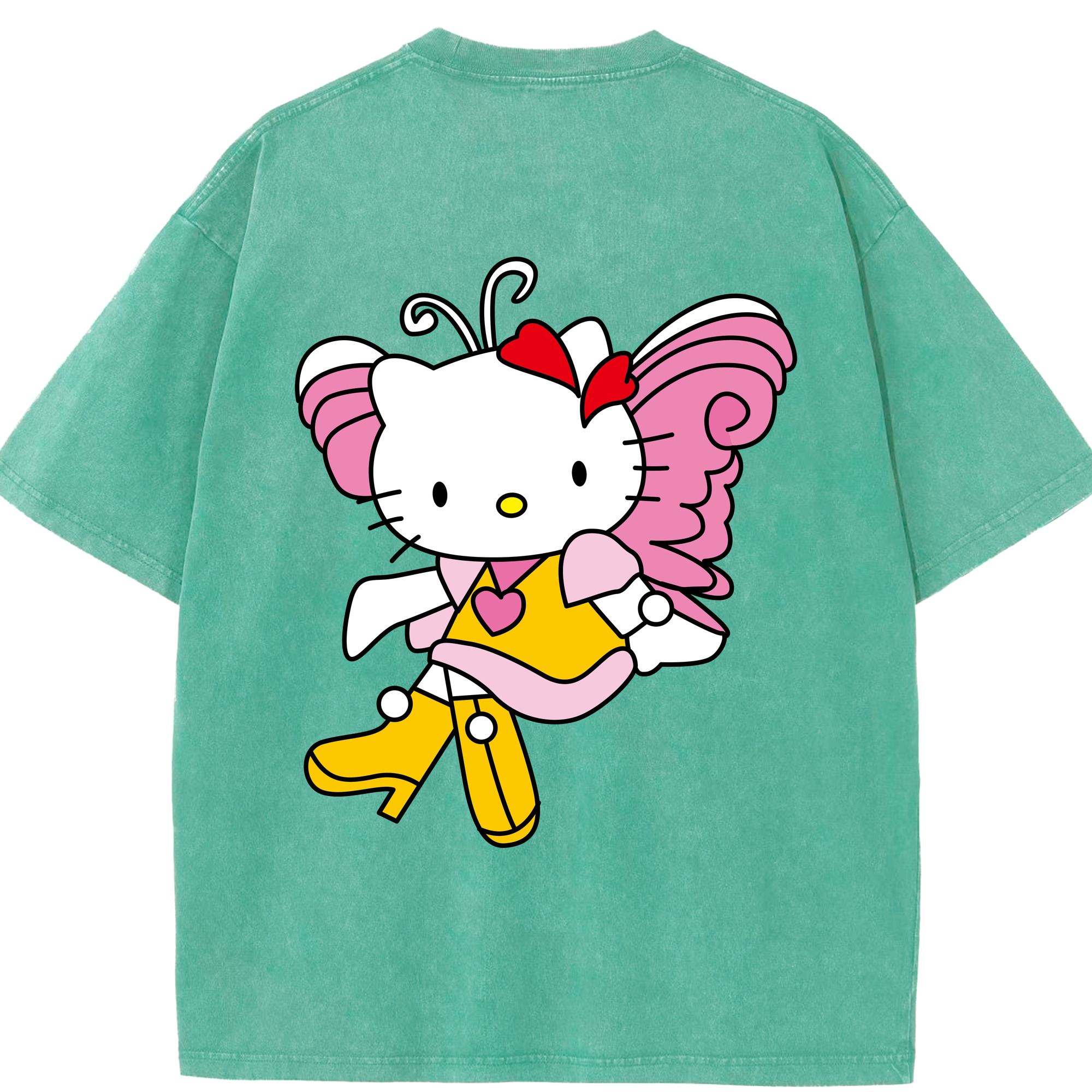 （画像用） Hello Kitty ハローキティ 綿100% ヴィンテージ風 半袖Tシャツ（背面プリント）